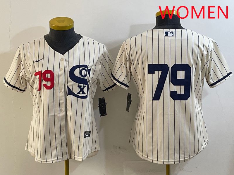 Women Chicago White Sox #79 No Name Cream Stripe Dream Edition Game 2025 Nike MLB Jersey style 3->youth mlb jersey->Youth Jersey